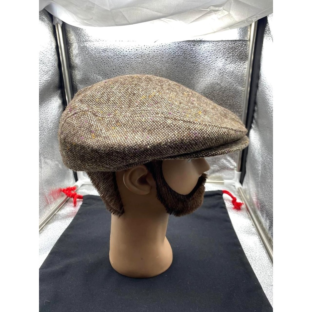 VTG Wool Tweed Newsboy Hat Cap Fitted Mens XL Brown‎ Union Made USA Classic